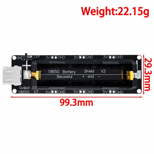 18650 Lithium Battery Shield V8 Mobile Power Expansion Board Module 5V/3A 3V/1A Micro USB For Arduino ESP32 ESP8266 - 画像 (3)