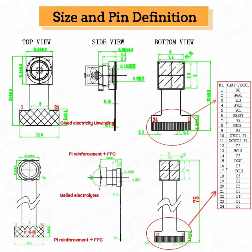 24PIN OV2640 Camera Module for ESP32 CAM Camera Module 2MP 180 66 120 160 222 200 Degree 650nm 850nm Night Vision DVP - Imagen 5