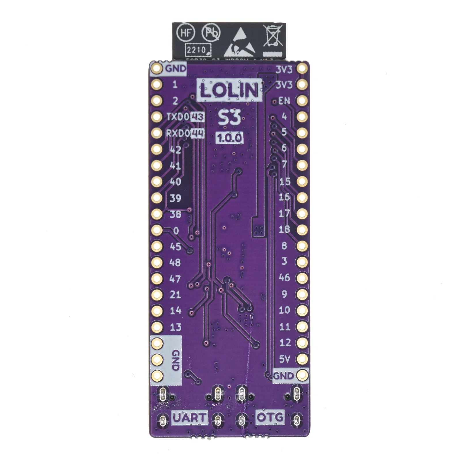 S3 V1.0.0 - LOLIN WIFI BLE IOT Board based ESP32-S3-WROOM-1 ESP32-S3 16MB FLASH 8MB PSRAM MicroPython Arduino Compatible - 画像 (3)