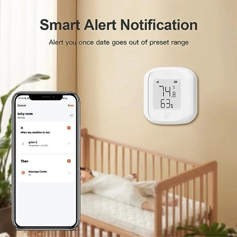 ZigBee / WIFI Temperature And Humidity Sensor LED Screen Smart Home Linkage Thermo-hygrome Google Home Alexa Voice Control - 画像 (3)