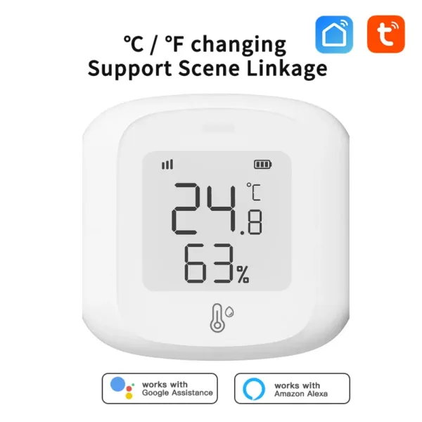 ZigBee / Wi-Fi 温度・湿度センサー LEDスクリーン スマートホーム連携 温湿度計 Google Home Alexa 音声コントロール