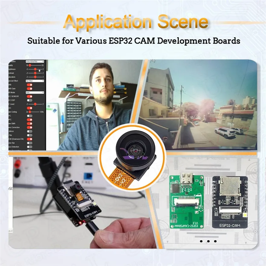 24PIN OV2640 Camera Module for ESP32 CAM Camera Module 2MP 180 66 120 160 222 200 Degree 650nm 850nm Night Vision DVP - Imagen 3