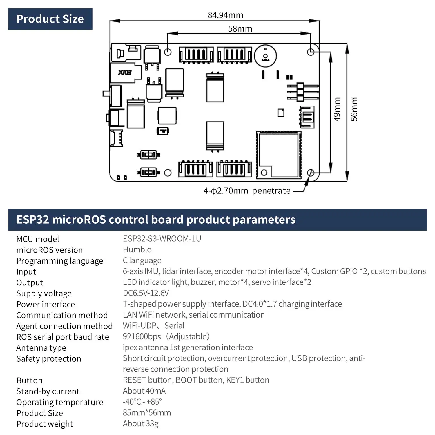 Micro ROS Control Board ESP32 Mode ROS2 with 6 Axis IMU Attitude Sensor Motor Drive Module for Raspberry Pi 5 Robot Car Kit - 画像 (4)