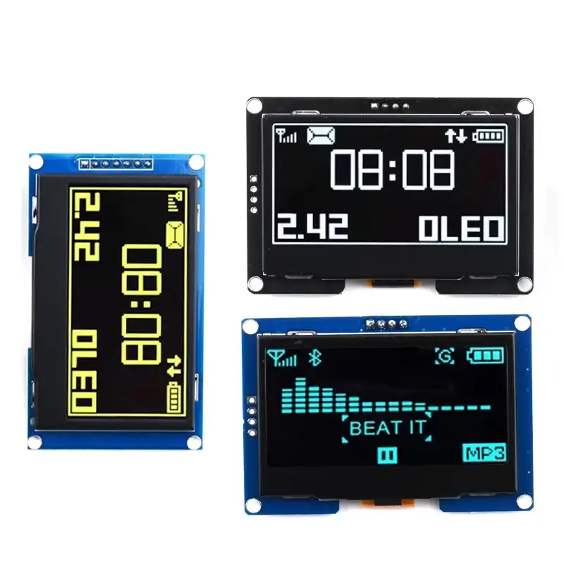 2.42インチOLEDディスプレイモジュール 128x64 LCD HDスクリーンモジュール SSD1309 7ピンSPI/IIC I2Cシリアルインターフェース(ESP32/Arduino/RaspberryPi用)
