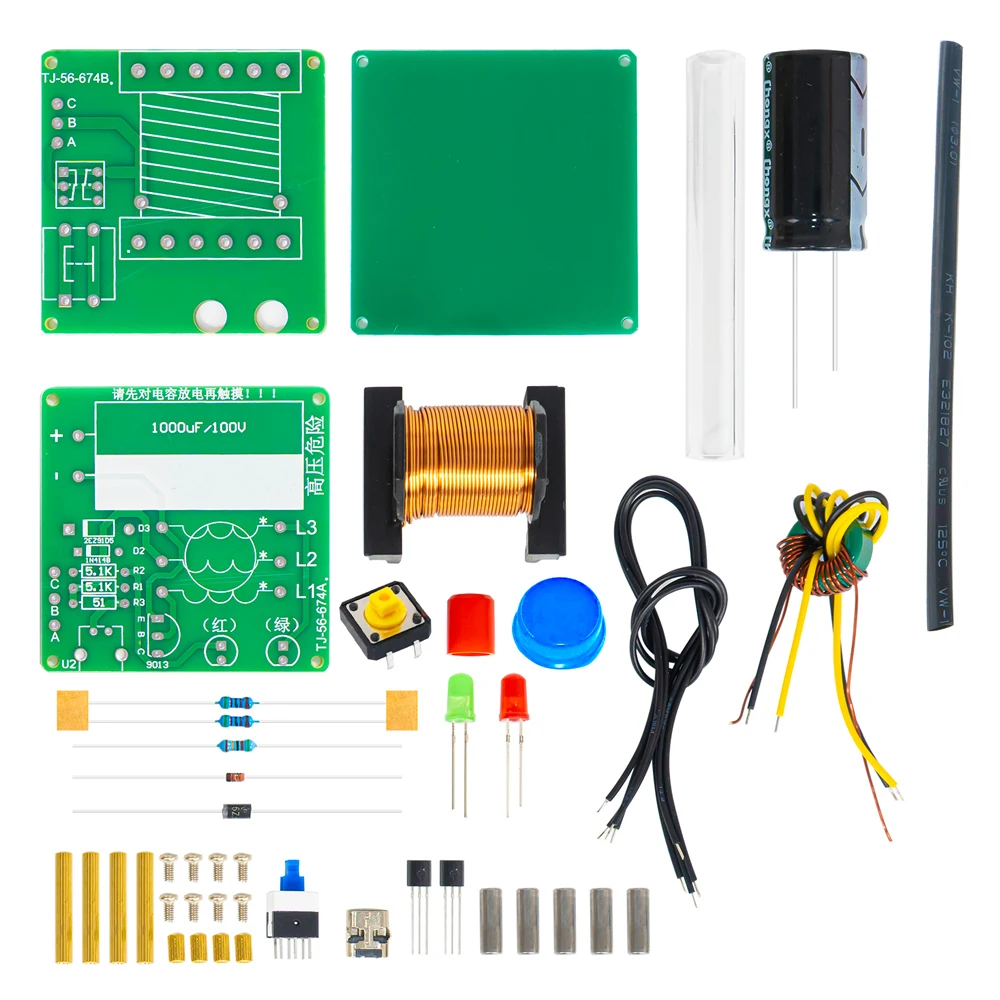 DIY Electronic Kit Mini Electromagnetic Gun 100V High Voltage DIY Soldering Build Kit Micro Interface DC5V Fast Charging - Imagen 2