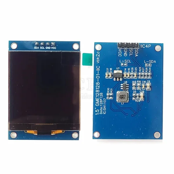 1.5 Inch OLED LCD White Display Module 128*128 Dots Driver Chip SH1107 3V-5V COG I2C IIC 4PIN
