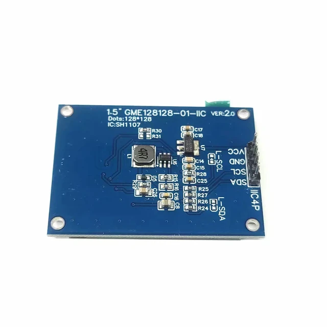 1.5 Inch OLED LCD White Display Module 128*128 Dots Driver Chip SH1107 3V-5V COG I2C IIC 4PIN - Imagen 4