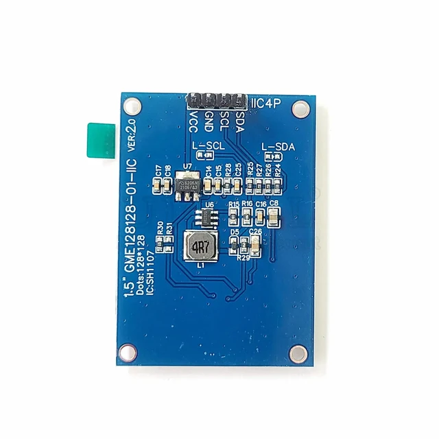 1.5 Inch OLED LCD White Display Module 128*128 Dots Driver Chip SH1107 3V-5V COG I2C IIC 4PIN - Imagen 3