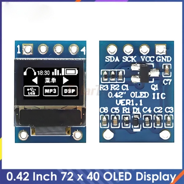 0.42 Inch White OLED Display LCD Module 72X40 Serial Screen White Color I2C IIC/SPI Interface SSD1306 72*40