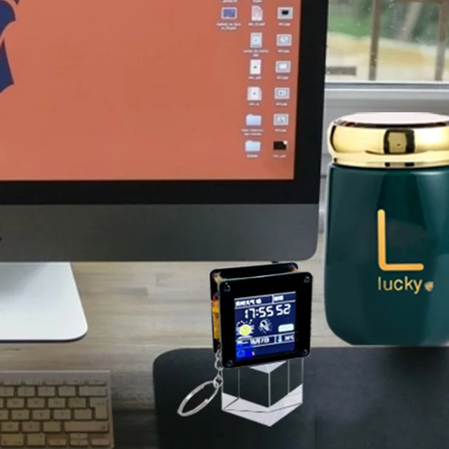 ESP32 C3 1.44inch LCD Desktop trinket Mini TV Portable Pendant LVGL Weather Station GIF Animation & Photo Albums – Bild 4