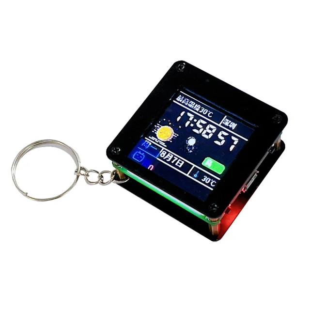 ESP32 C3 1,44-Zoll-LCD-Desktop-Mini-TV, tragbarer Anhänger, LVGL-Wetterstation, GIF-Animation & Fotoalben