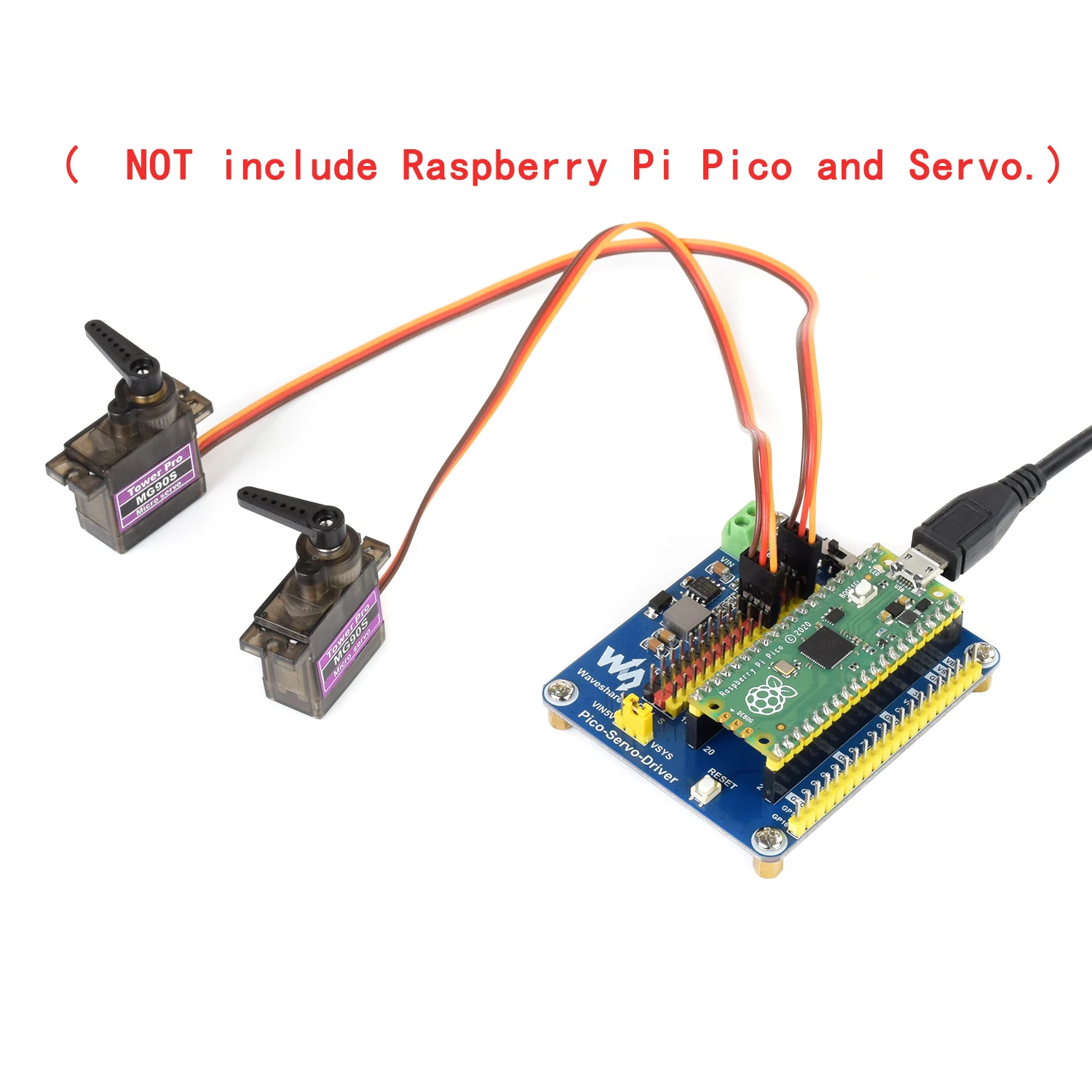 16-Channel PWM Micro Servo Motor Driver Controller Shield for RasPi RPI Raspberry Pi PICO 2 W RP2040 RP2350 Expansion Board HAT - Image 5