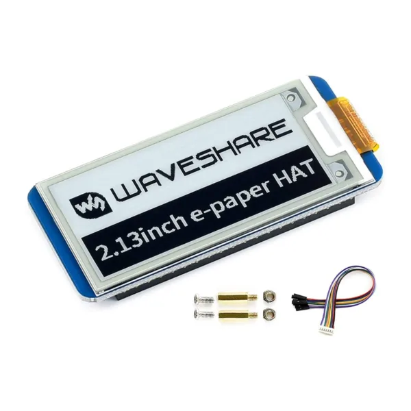 Waveshare Pantalla E-Ink HAT de 2,13 pulgadas, color negro y blanco, pantalla LCD de tinta electrónica de 250 x 122 píxeles para Raspberry Pi 4B/3B+/3B/2B/Zero