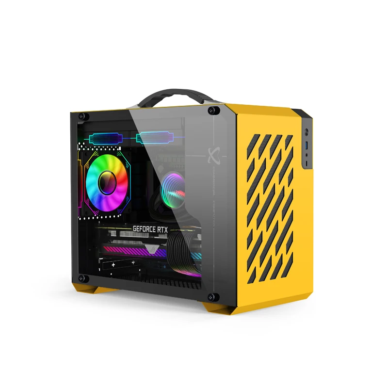 Power Train X200 MINI-ITX ハンドヘルドコンピュータケース ガラスサイド透明ケース 240 水冷 MATX デスクトップ小型ホストケース