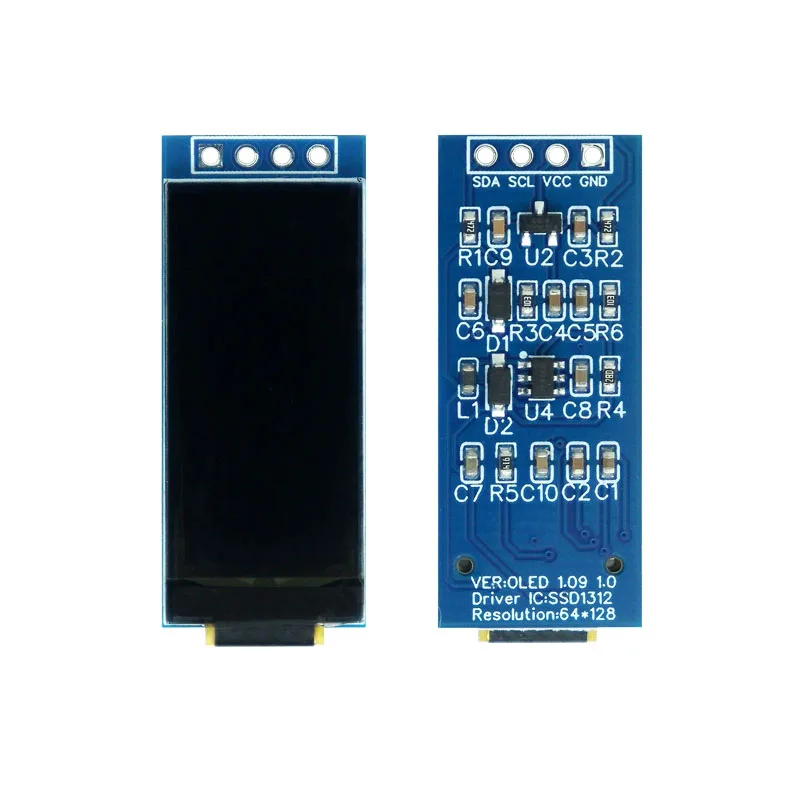 1.09 Inch 128x64 White OLED Display Module SSD1312 Driver I2C 4-Pin Interface Low Power Consumption Wide Viewing Angle - 画像 (3)
