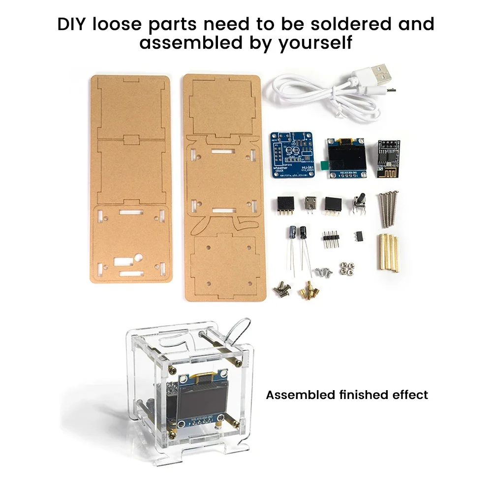 Esp8266 Mini Electronic Clock Diy Kit 0.96 Inch Oled Display Support 2.4G Wifi Networking With Case Fun Diy Soldering Loose Part – Bild 6