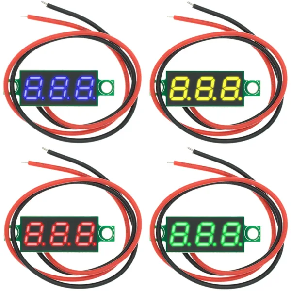 0.28 Inch 2.5V-40V Mini Digital Voltmeter Voltage Tester Meter Red/Blue/yellow/green LED Screen Electronic Parts Accessories