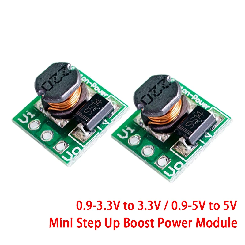 5 módulos de alimentación elevadores mini DC-DC de 0,9-3,3 V a 3,3 V 500 mA y de 0,9-5 V a 5 V para Arduino.