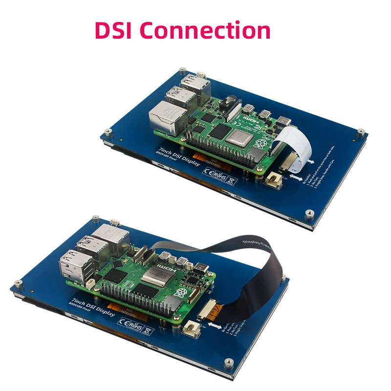 7 Inch DSI Touch Screen for Raspberry Pi 5 4B 3B+ 3B IPS Display 800*480 LCD MIPI CSI Cable With Standard Monitor for RPI 5 Pi5 - 画像 (3)