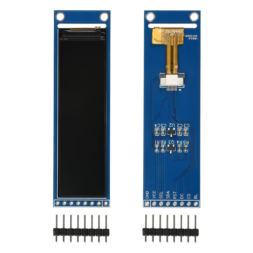 2.25-inch TFT LCD Small Screen Module ST7789 Screen 76*284 Module Full Viewing Angle SPI Color Screen 8-pin Blue Board Module - 画像 (3)