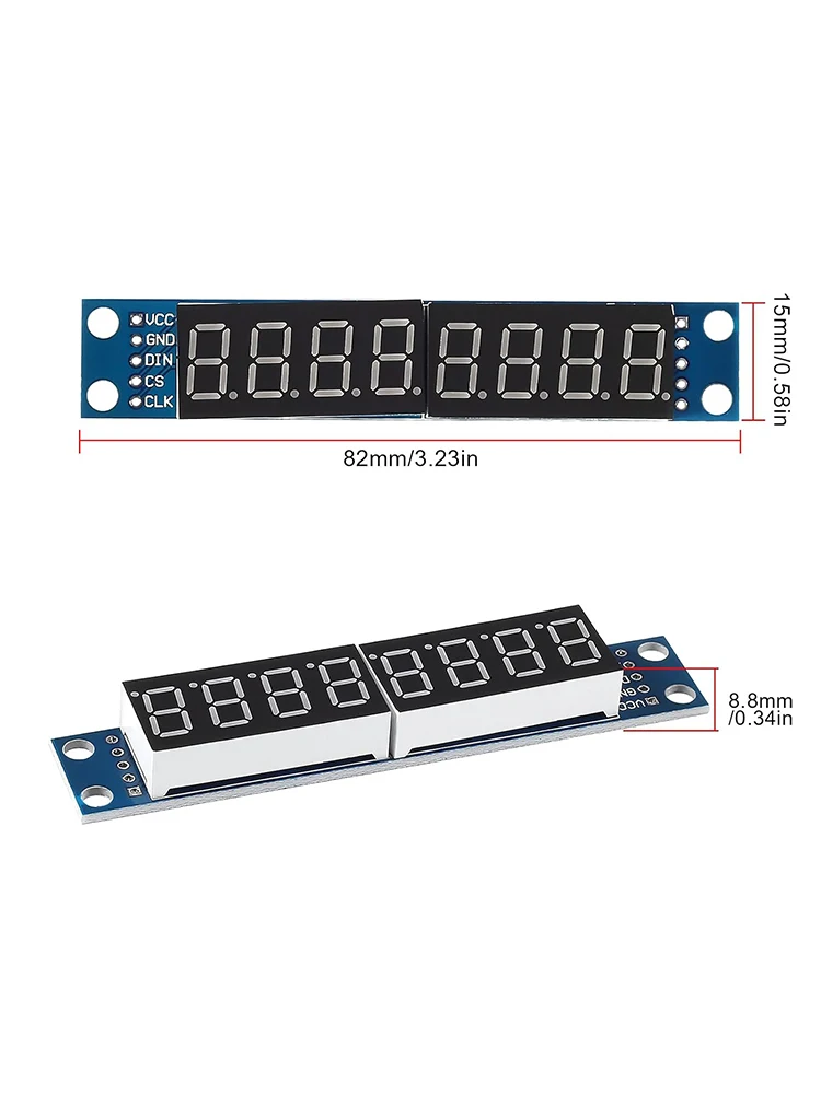 8-Digit 7 Segment MAX7219 Digital Segment Module, Seven Section 8 Bit LED Display Tube for MCU/51/AVR/STM32 for Raspberry Pi ESP - Imagen 2
