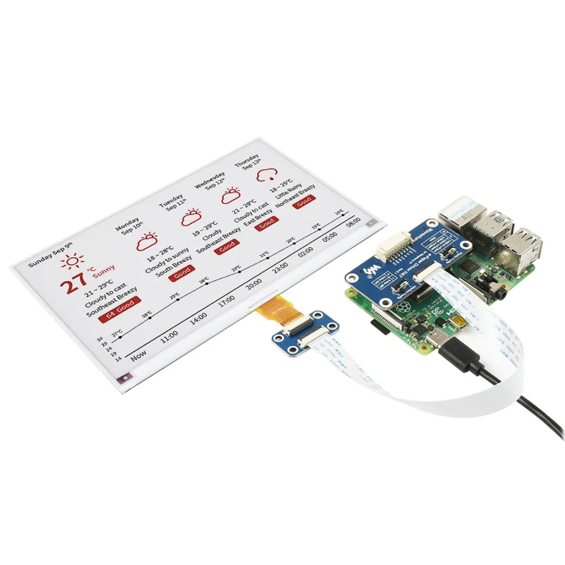 7.5inch E-Paper E-Ink Display HAT (B) 800×480 SPI Red/Black/White color for Raspberry Pi/Jetson Nano/RDK X3/Arduino/STM32 - Imagen 4