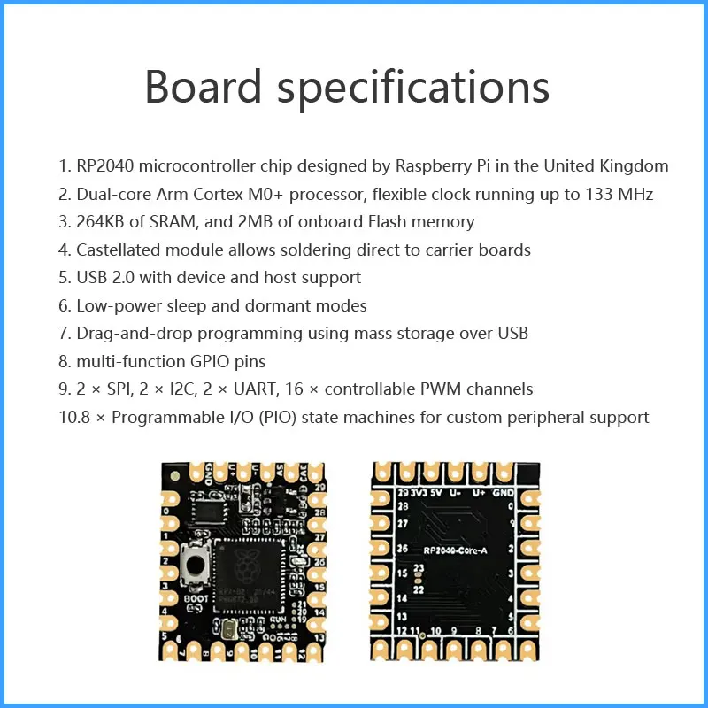 Based On Raspberry pi Official RP2040 Dual Core Processor RP2040 Core A Board,264KB SRAM 2MB Flash - 画像 (2)