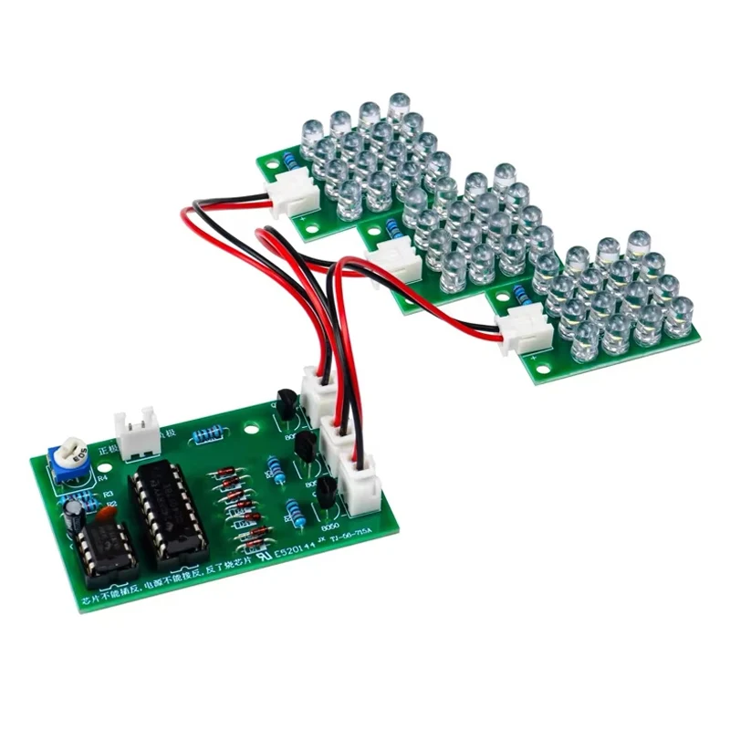 Kit de práctica de soldadura electrónica DIY NE555 con módulo de luz estroboscópica LED roja, blanca y azul.