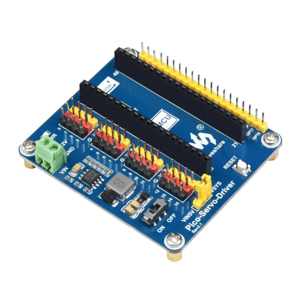 16チャンネルPWMマイクロサーボモータードライバーコントローラーシールド（Raspberry Pi、PICO 2W、RP2040、RP2350拡張ボードHAT用）
