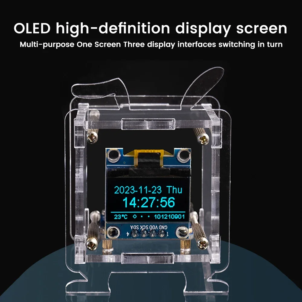 Esp8266 Mini Electronic Clock Diy Kit 0.96 Inch Oled Display Support 2.4G Wifi Networking With Case Fun Diy Soldering Loose Part – Bild 3