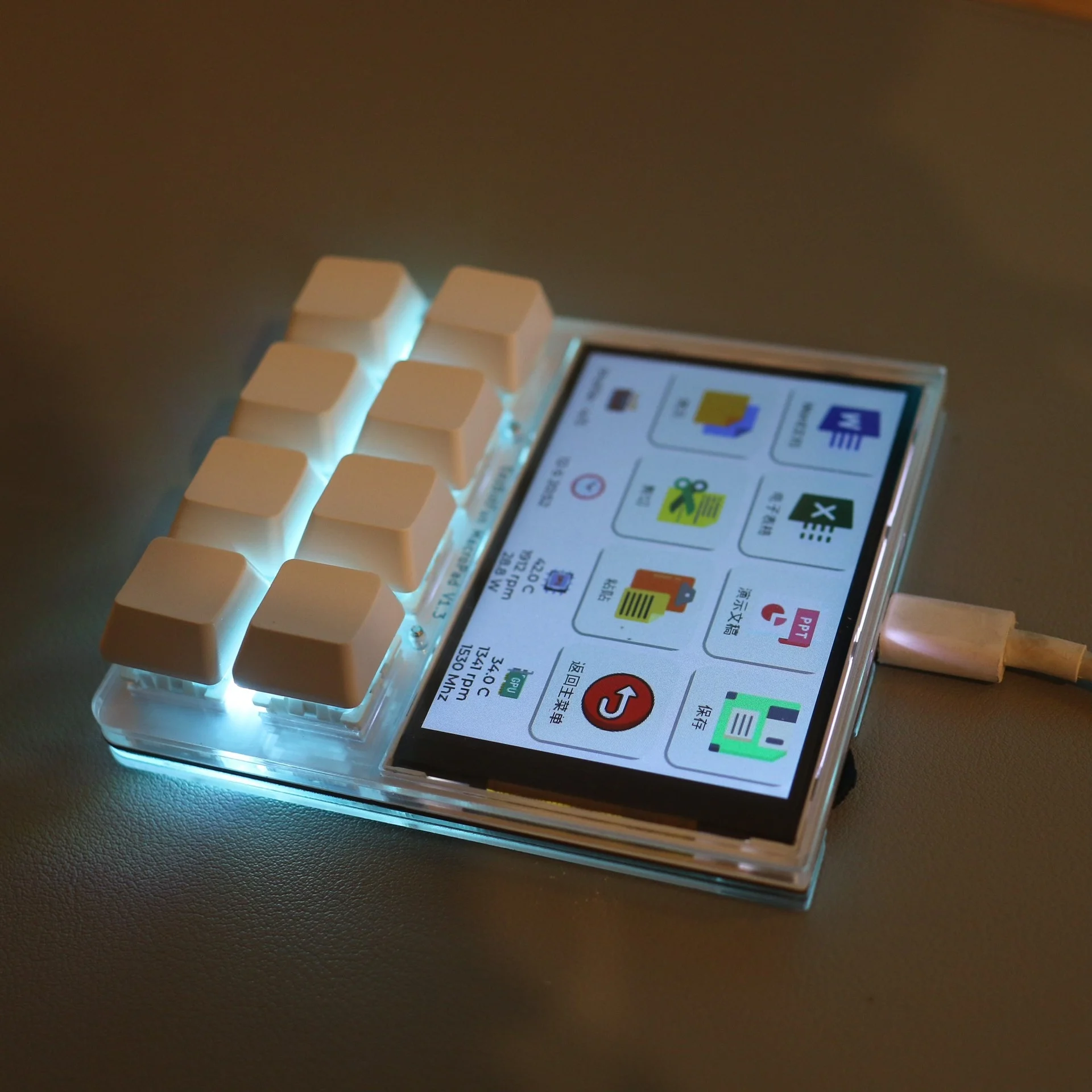 Teclado programable con macros y pantalla LCD de 3,5 pulgadas, 8 teclas intercambiables en caliente, retroiluminación RGB, accesorio para juegos con pantalla secundaria USB.
