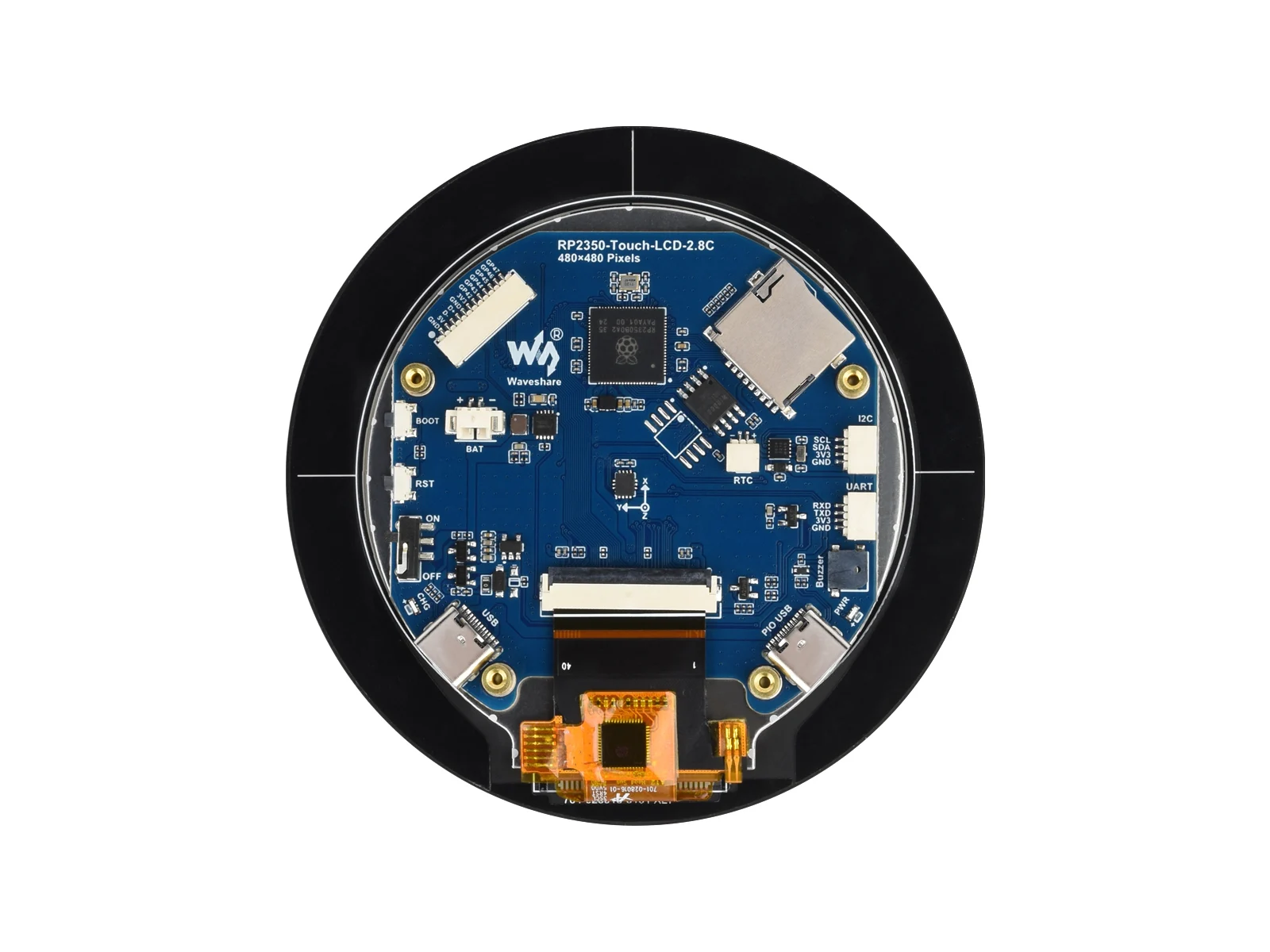 RP2350 2.8inch Round Display Development Board, 480×480, Based On The Raspberry Pi RP2350B Dual-core & Dual-architecture Microco - Imagen 3