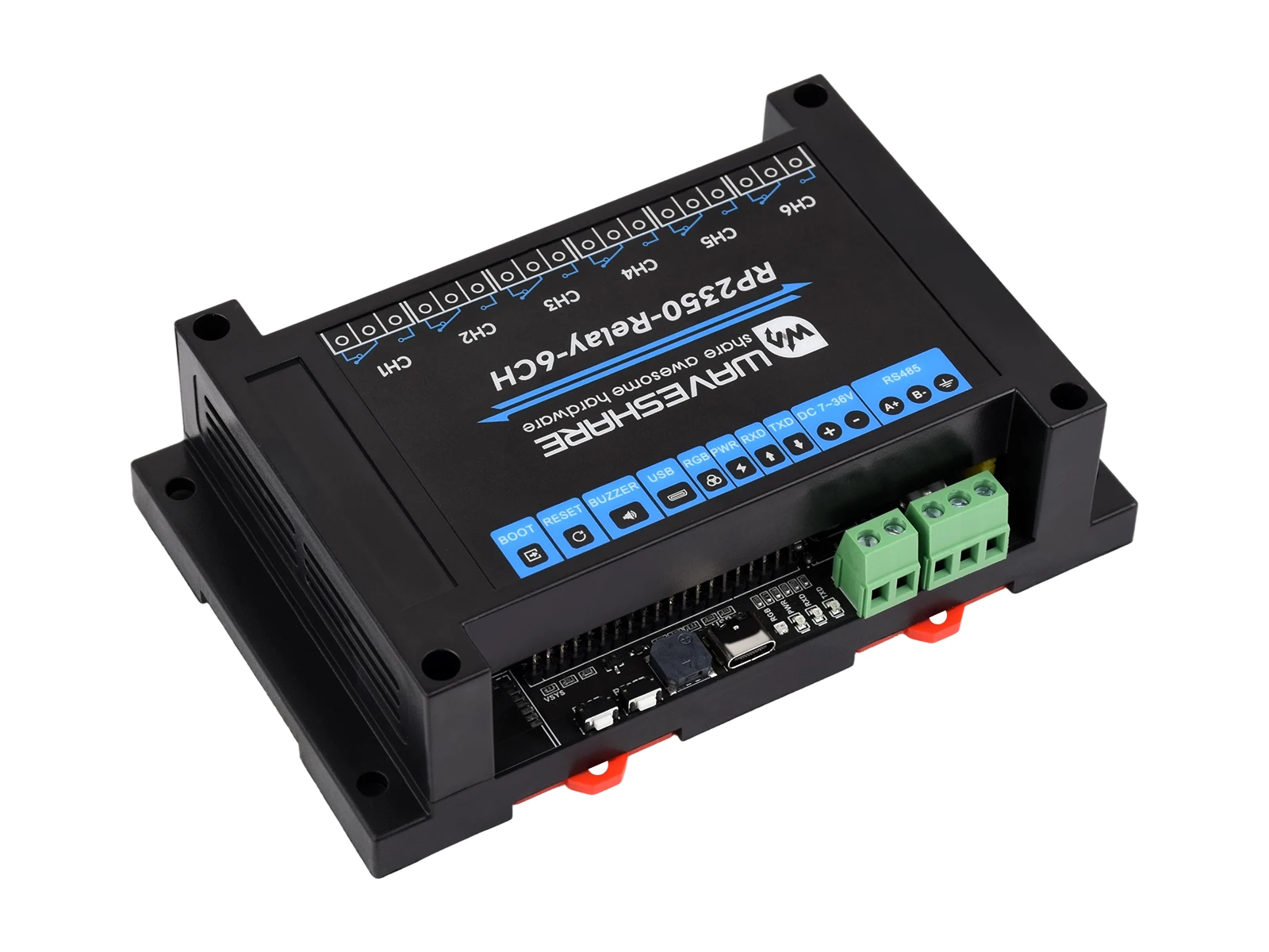 Waveshare Industrial 6-Channel RP2350 Relay Module, With Multiple Isolation Protection Circuits Onboard RS485/Pico HAT interface – Bild 2