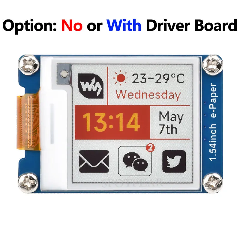 1.54inch e-Paper HAT+ (G) E-Ink Red/Yellow/Black/White Display Color 200*200 For Raspberry Pi/Arduino /STM32/Jetson - Imagen 2