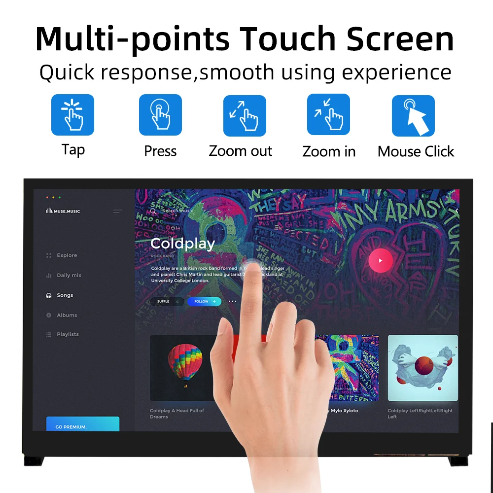 10.1 Inch IPS LCD Touch Screen 1024*600 HDMI Display with Holder Monitor for Raspberry Pi 5 4B 3B - Imagen 2