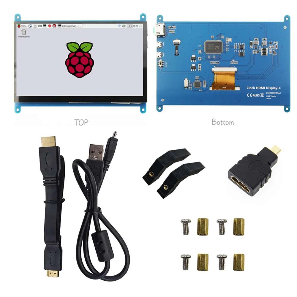 Pantalla Raspberry Pi de 7 pulgadas, pantalla IPS TFT LCD HDMI táctil, monitor 1024*600