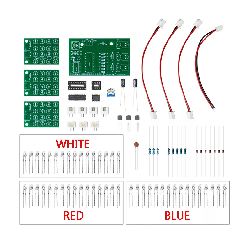 DIY Electronic Welding Practice Kit NE555 Red, White And Blue Flash LED Alarm Light Strobe Module Production Design Kit - Imagen 2