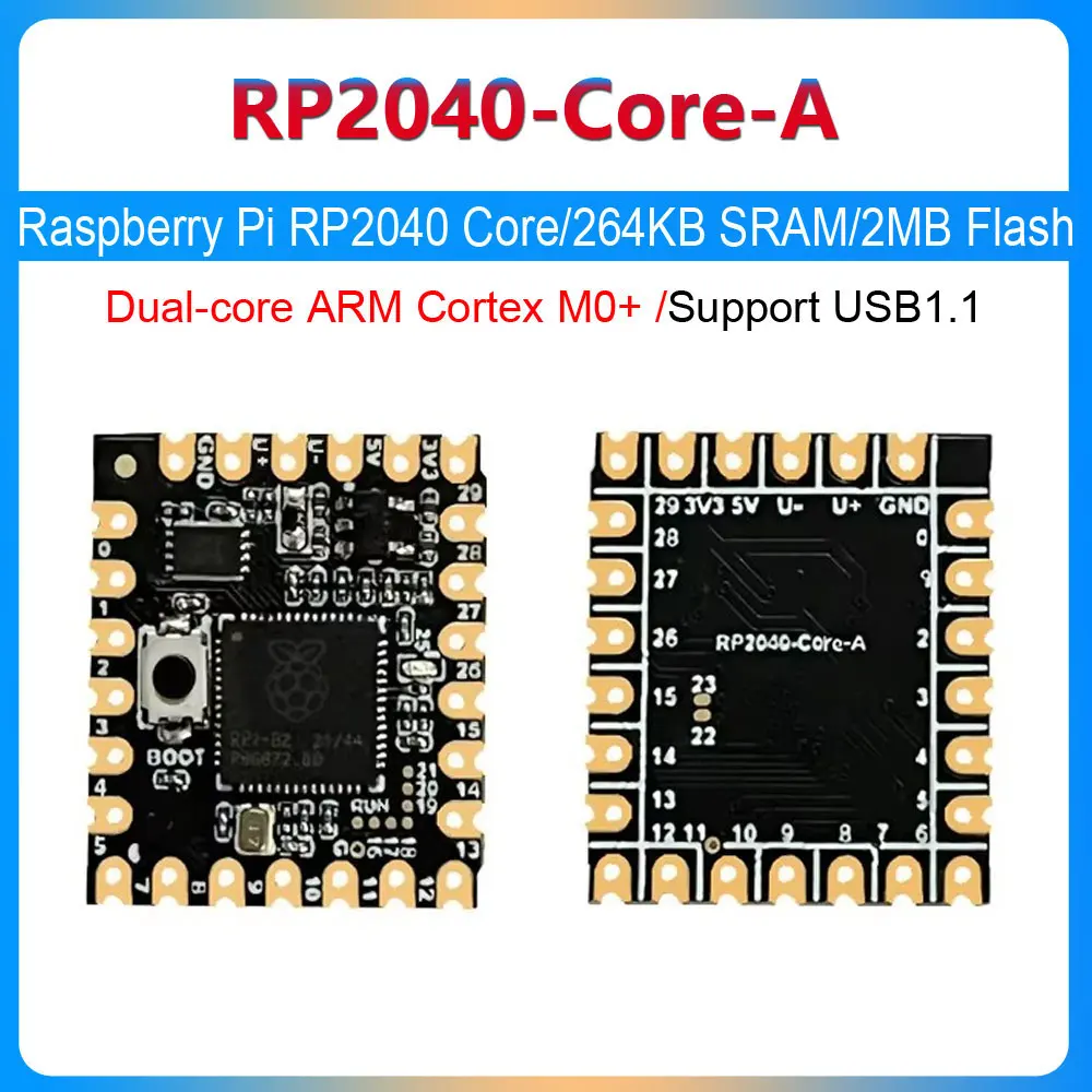 Raspberry Pi公式RP2040デュアルコアプロセッサRP2040コアAボード、264KB SRAM、2MBフラッシュメモリ搭載