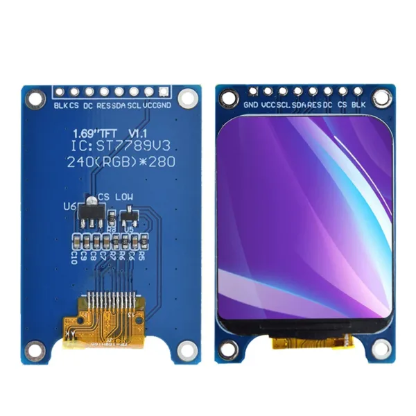 1.69 Inch Color TFT Display 1.69" Module HD IPS LCD LED Screen 240X280 SPI Interface ST7789 Controller For Arduino