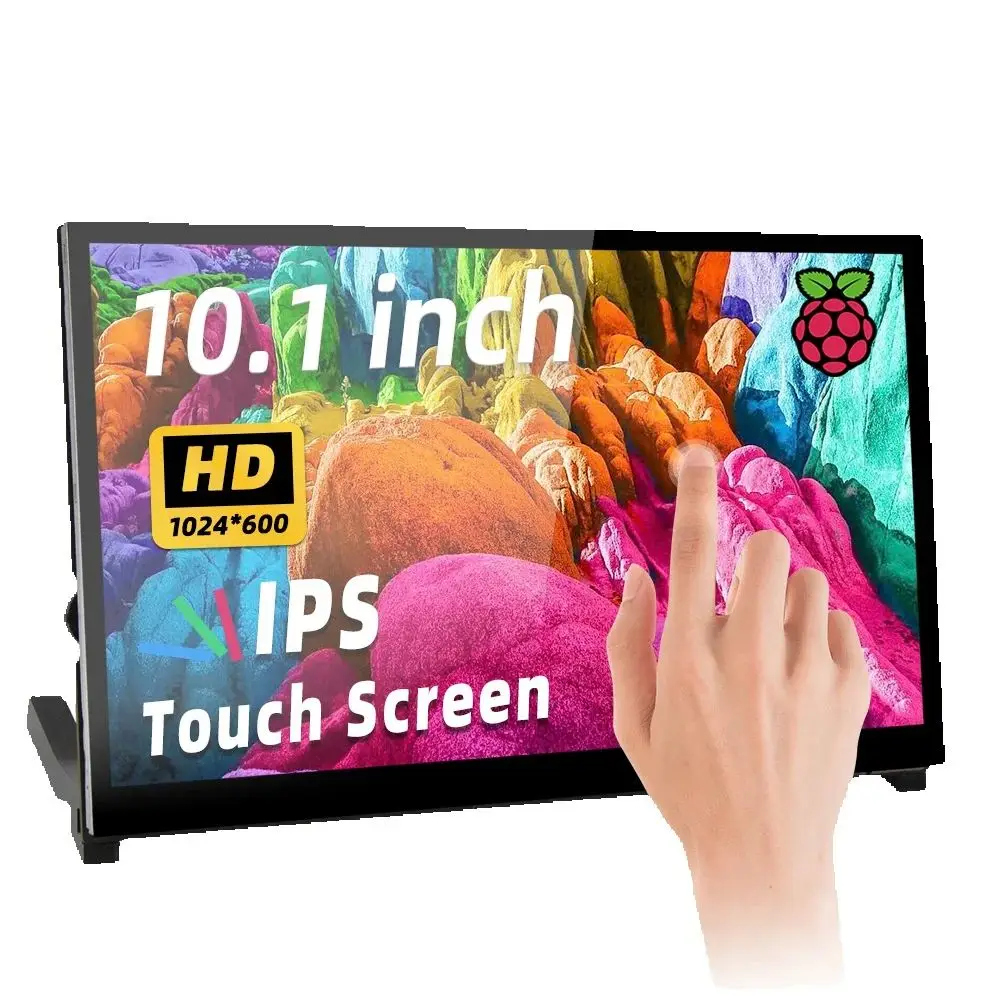 Monitor táctil LCD IPS de 10,1 pulgadas, resolución 1024*600, HDMI y soporte para Raspberry Pi 5, 4B y 3B.