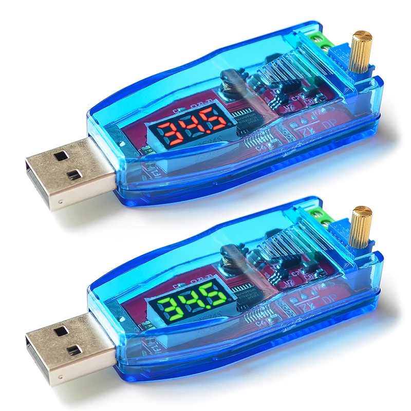 Módulo regulador de voltaje de fuente de alimentación con convertidor elevador/reductor USB de 5 V a 1-24 V CC con potenciómetro ajustable LED DC-DC de 5 V a 1-24 V CC