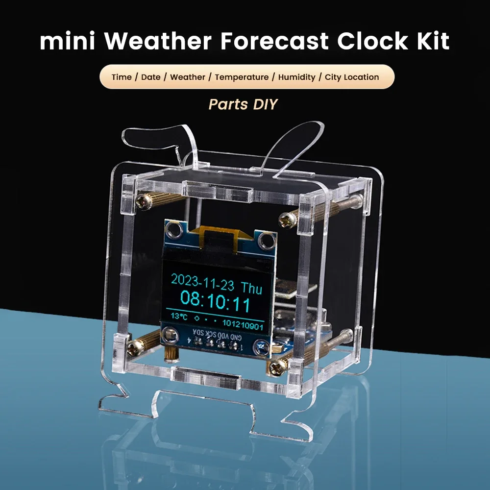 Esp8266 Mini Electronic Clock Diy Kit 0.96 Inch Oled Display Support 2.4G Wifi Networking With Case Fun Diy Soldering Loose Part – Bild 2