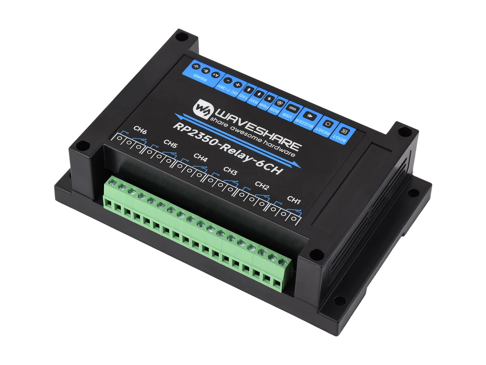 Waveshare Industrial 6-Channel RP2350 Relay Module, With Multiple Isolation Protection Circuits Onboard RS485/Pico HAT interface – Bild 3