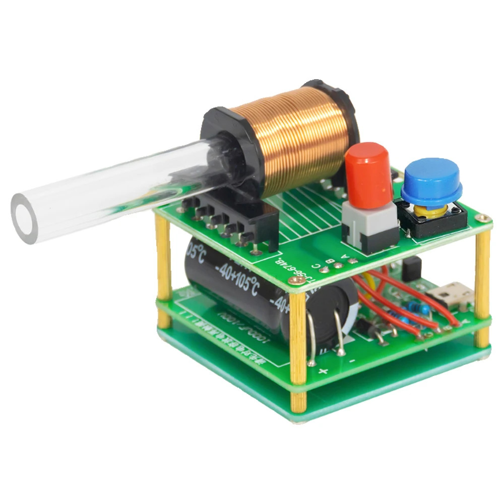 Kit electrónico DIY Mini pistola electromagnética 100V de alto voltaje Kit de soldadura DIY Interfaz micro Carga rápida DC5V