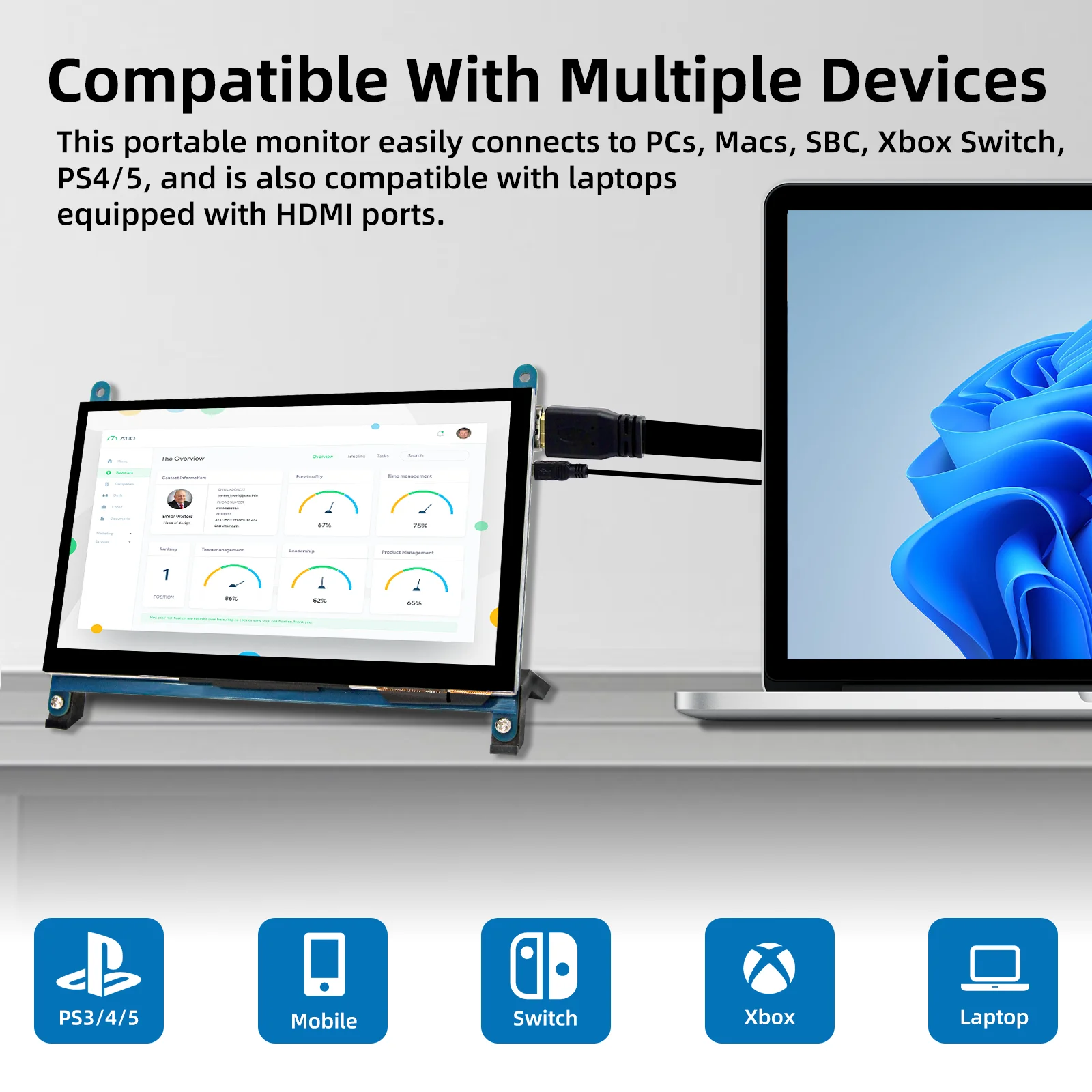 Raspberry pi 7 inch screen, IPS TFT LCD HDMI Display Touch Screen Monitor 1024*600 - Imagen 4