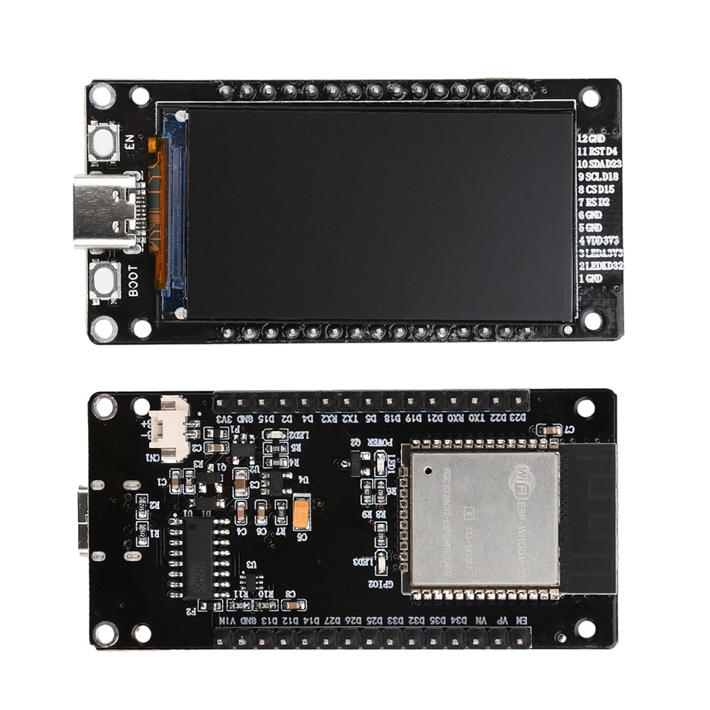 Placa de desarrollo ESP32 con pantalla LCD de 1,9 pulgadas, Wi-Fi y Bluetooth, módulo ESP-32 integrado y puerto USB tipo C.
