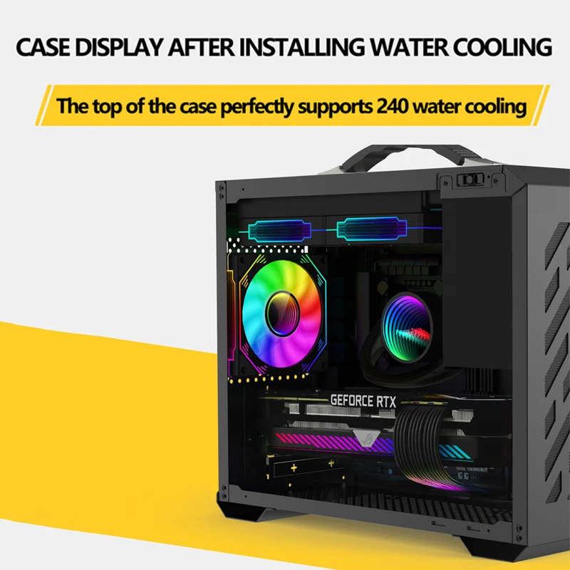 Power Train X200 MINI-ITX Handheld Computer Case Glass Side Transparent Case 240 Water Cooled MATX Desktop Small Host Case - 画像 (5)