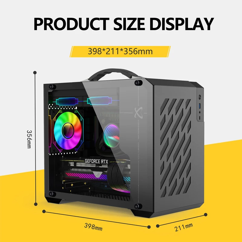 Power Train X200 MINI-ITX Handheld Computer Case Glass Side Transparent Case 240 Water Cooled MATX Desktop Small Host Case - 画像 (4)