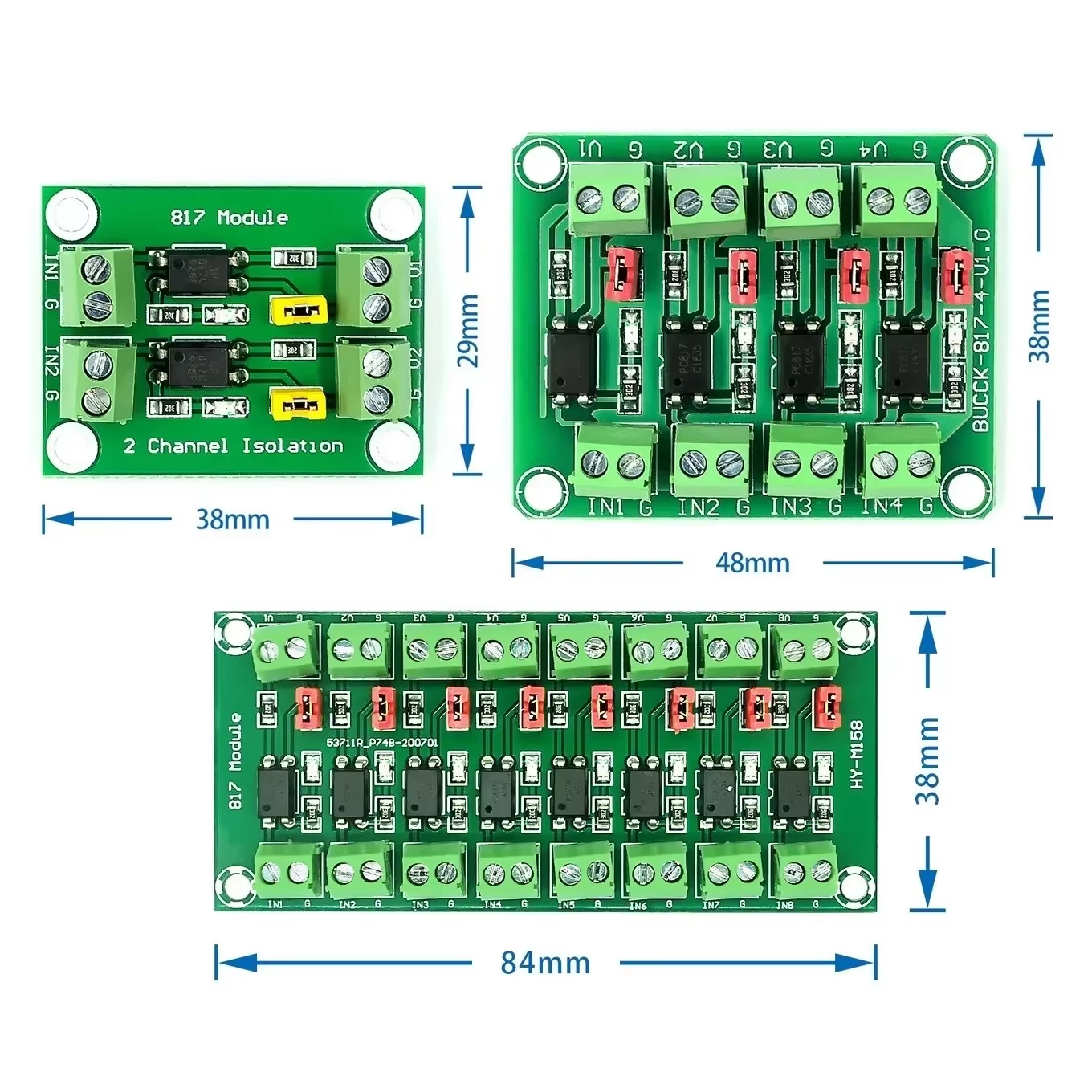 PC817 2/4/8 Channel Optocoupler Isolation Board Voltage Converter Adapter Module 3.6-30V Driver Photoelectric Isolated Module - 画像 (2)