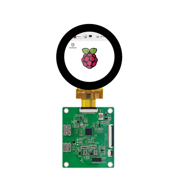 2,1 Zoll (5,3 cm) großes, rundes IPS-Farb-LCD-Touchdisplay mit 480 x 480 Pixeln, Drehknopf und HDMI-Anschluss für Raspberry Pi Entwicklungsboard